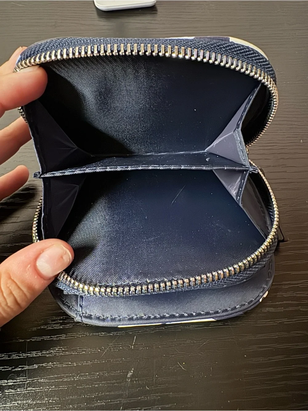 Floral Navy Accordion Zip Wallet Coin Purse Card Holder Compact Wallet
